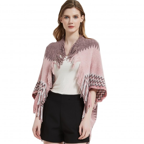 Wholesale factory of new spring, autumn and winter cuffs 蝙蝠衫 women 's knitted tassel shawls in stock for foreign trade Wholesale factory of new spring, autumn and winter cuffs 蝙蝠衫 women 's knitted tassel shawls in stock for foreign trade