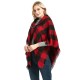 Direct supply from the original manufacturer for export, European and American style spring, autumn and winter lapel horn-buttoned checkered cape shawls