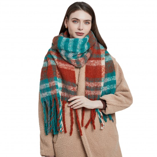 Wholesale manufacturer of new foreign trade women's scarves, thickened and coarse-flow checkered scarves and shawls for autumn and winter in Europe and America Wholesale manufacturer of new foreign trade women's scarves, thickened and coarse-flow checkered scarves and shawls for autumn and winter in Europe and America