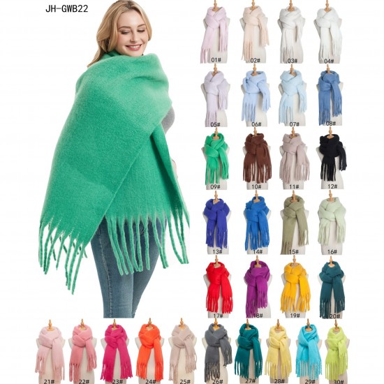 New autumn and winter women's shawls for foreign trade in Europe and America, long tassels, thick whiskers, grass green thick solid color scarf, Tonglu manufacturer New autumn and winter women's shawls for foreign trade in Europe and America, long tassels, thick whiskers, grass green thick solid color scarf, Tonglu manufacturer