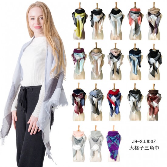 Amazon cross-border European and American spring and winter imitation cashmere seven-color checkered square scarves, triangular shawls, scarves and scarves manufacturer Amazon cross-border European and American spring and winter imitation cashmere seven-color checkered square scarves, triangular shawls, scarves and scarves manufacturer