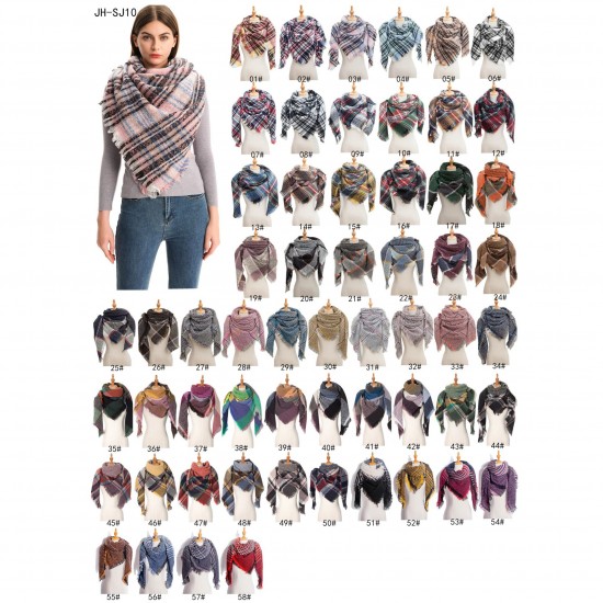 Factory direct supply of cross-border popular and in-stock new European and American scarves, large checkered triangular shawls and scarves for spring, autumn and winter Factory direct supply of cross-border popular and in-stock new European and American scarves, large checkered triangular shawls and scarves for spring, autumn and winter
