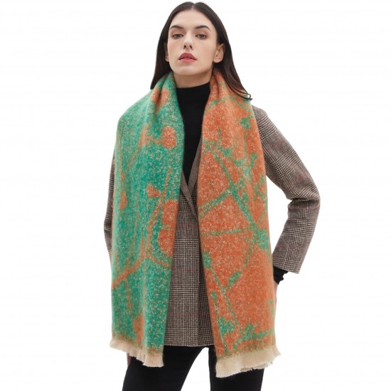 Factory direct supply of cross-border export European and American autumn and winter women's shawls, 2024 new style flower jacquard scarves in stock