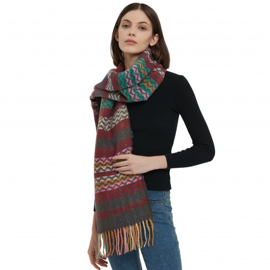 Wholesale of new thickened wavy striped ethnic style scarves and shawls for autumn and winter in foreign trade from Tonglu manufacturer Wholesale of new thickened wavy striped ethnic style scarves and shawls for autumn and winter in foreign trade from Tonglu manufacturer