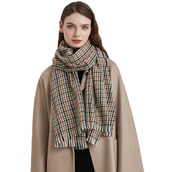 Manufacturer's export of European and American small checkered scarves and shawls for both autumn and winter, Korean-style student warm retro scarves Manufacturer's export of European and American small checkered scarves and shawls for both autumn and winter, Korean-style student warm retro scarves