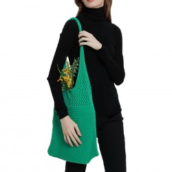 Korean-style laid-back and versatile candy solid color knitted single-shoulder handbag, large-capacity student hand-held shopping bag available for customization