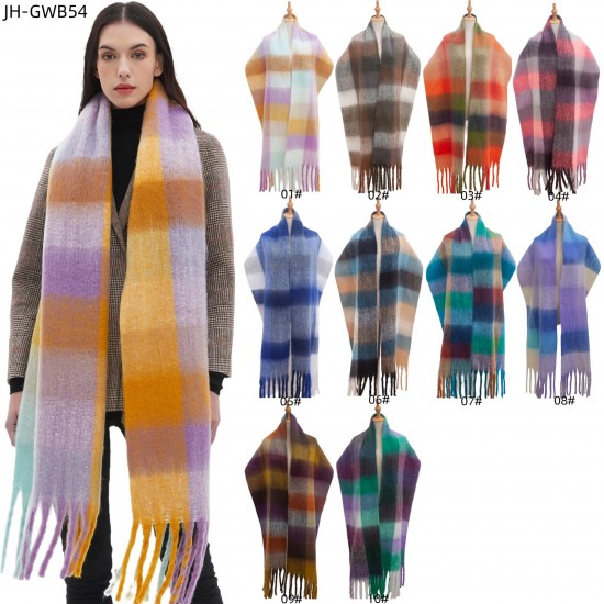 This winter extended tassel imitation mohair checkered scarf is a bestseller in Europe and America for foreign trade. It can be customized by the manufacturer with embroidered logos This winter extended tassel imitation mohair checkered scarf is a bestseller in Europe and America for foreign trade. It can be customized by the manufacturer with embroidered logos