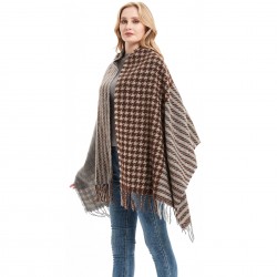 Factory direct sales for export, new autumn and winter scarves from Europe and America, brown checkered scarves, women's tassel shawls