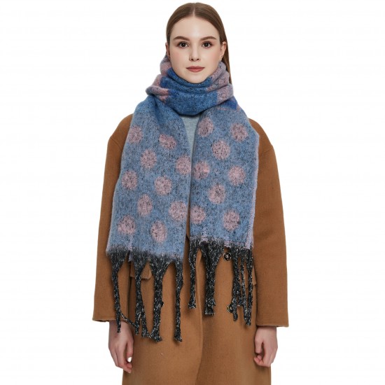 New cross-border export shawl, thickened winter scarf for Europe and America, with loop gauze, thick tassels, jacquard and polka dots, Christmas scarf New cross-border export shawl, thickened winter scarf for Europe and America, with loop gauze, thick tassels, jacquard and polka dots, Christmas scarf