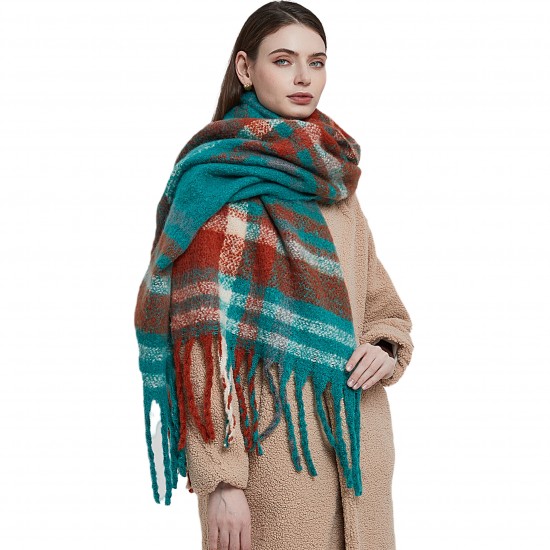 Wholesale manufacturer of new foreign trade women's scarves, thickened and coarse-flow checkered scarves and shawls for autumn and winter in Europe and America Wholesale manufacturer of new foreign trade women's scarves, thickened and coarse-flow checkered scarves and shawls for autumn and winter in Europe and America