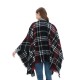 Amazon export Europe and America autumn and Winter new large cape circle sand red black checkered split shawl custom manufacturer Amazon export Europe and America autumn and Winter new large cape circle sand red black checkered split shawl custom manufacturer