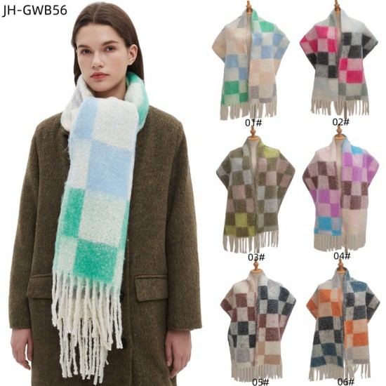 Cross-border hot 2025 new style export European and American autumn and winter loop yarn flow Su checkered scarf wholesale factory in stock