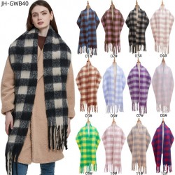 A manufacturer of the same autumn and winter new black rice checkered thick tassel scarf and women's thickened scarf shawl for foreign trade in Europe and America