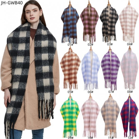 A manufacturer of the same autumn and winter new black rice checkered thick tassel scarf and women's thickened scarf shawl for foreign trade in Europe and America A manufacturer of the same autumn and winter new black rice checkered thick tassel scarf and women's thickened scarf shawl for foreign trade in Europe and America
