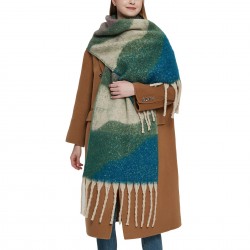 New thickened and warm women's autumn and winter scarf with European and American imitation mohair, loop yarn and geometric thick tassel