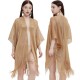 Cross-border hot foreign trade European and American new style cuff gold and silver thread tassel cape for women solid color summer transparent thin shawl Cross-border hot foreign trade European and American new style cuff gold and silver thread tassel cape for women solid color summer transparent thin shawl