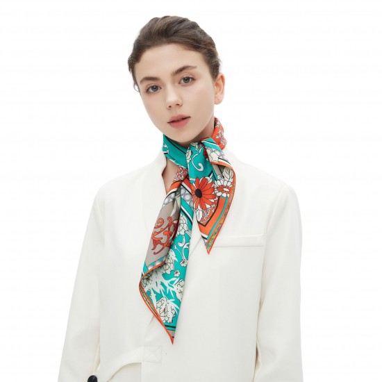 Cross-border high-quality foreign trade spring, summer and autumn headscarves, antibacterial, anti-wrinkle and anti-static double-sided printed silk scarves and square scarves