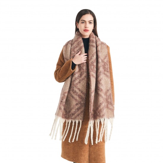 Amazon's best-selling cross-border new export European and American autumn and winter loop yarn imitation mohair large check jacquard scarf