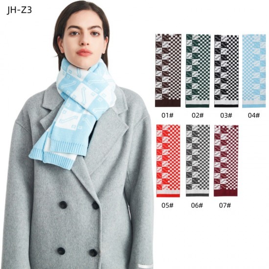 New autumn and winter woolen scarves for foreign trade, Korean-style acrylic knitted checkered scarves for male and female student couples New autumn and winter woolen scarves for foreign trade, Korean-style acrylic knitted checkered scarves for male and female student couples