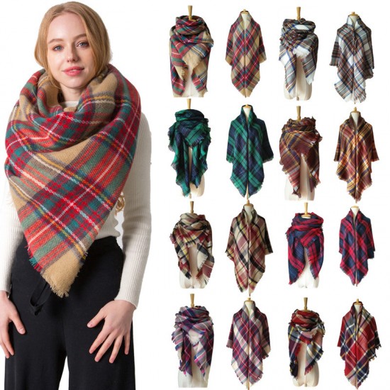 Factory direct sales of European and American autumn and winter faux cashmere large double-sided seven-color checkered square scarves, shawls and women's shawls wholesale Factory direct sales of European and American autumn and winter faux cashmere large double-sided seven-color checkered square scarves, shawls and women's shawls wholesale