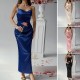 Diyun Cross-border European and American 2025 Spring/Summer Dress, casual and sexy solid color halter dress, evening dress women's wear