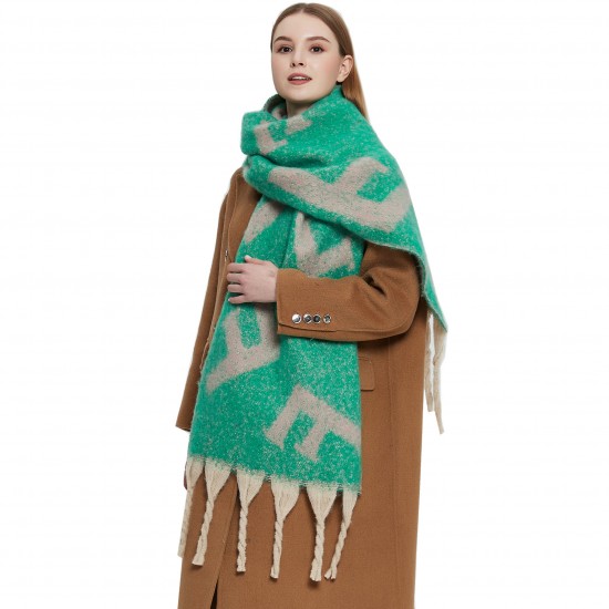 2023 new style shawl for export to Europe and America autumn and winter, thickened scarf ring, thick tassel jacquard letter scarf manufacturer