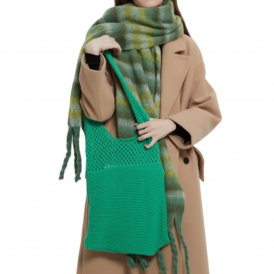 Korean-style laid-back and versatile candy solid color knitted single-shoulder handbag, large-capacity student hand-held shopping bag available for customization Korean-style laid-back and versatile candy solid color knitted single-shoulder handbag, large-capacity student hand-held shopping bag available for customization