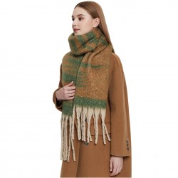 New thick-trimmed shawl for foreign trade, European and American autumn and winter, thickened loop yarn, large jacquard thick tassels scarf of Metasequoia glyptostroboides