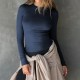 Diyun 2025 Spring/Summer Cross-border Amazon European and American Y2K knitted solid color slimming round neck long-sleeved T-shirt women's clothing