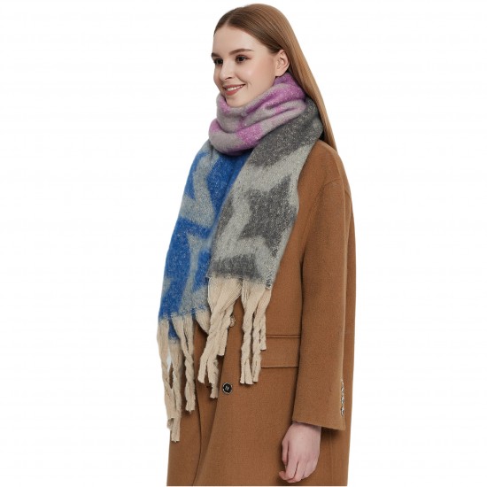 Cross-border new style shawls for export to Europe and America for autumn and winter, thickened scarf, loop yarn, thick tassel, jacquard and star-shaped scarf manufacturer Cross-border new style shawls for export to Europe and America for autumn and winter, thickened scarf, loop yarn, thick tassel, jacquard and star-shaped scarf manufacturer
