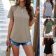 Diyun European and American women's Clothing Independent Station Amazon Spring/Summer 2025 foreign trade style round-neck short-sleeved solid color T-shirt top Diyun European and American women's Clothing Independent Station Amazon Spring/Summer 2025 foreign trade style round-neck short-sleeved solid color T-shirt top