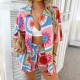 Diyun 2025 Spring/Summer Cross-border Women's Wear, European and American Bohemian casual vacation style, color-blocking printed short pants set