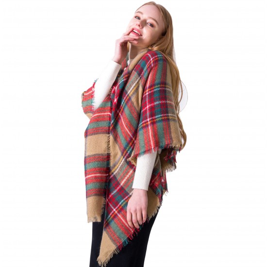 Factory direct sales of European and American autumn and winter faux cashmere large double-sided seven-color checkered square scarves, shawls and women's shawls wholesale Factory direct sales of European and American autumn and winter faux cashmere large double-sided seven-color checkered square scarves, shawls and women's shawls wholesale