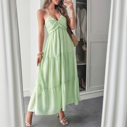 Diyun Cross-border Casual Vacation Style halter seaside Atmosphere Long Dress Women's clothing 2025 Spring/Summer Amazon