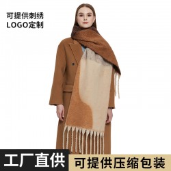 New cross-border thickened shawl for foreign trade, European and American autumn and winter, loop yarn thick jacquard geometric scarf in stock manufacturer