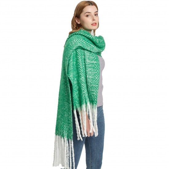 Factory direct supply for export to Europe and America, new winter circle yarn fishbone pattern thickened solid color thick tassel scarves and shawls Factory direct supply for export to Europe and America, new winter circle yarn fishbone pattern thickened solid color thick tassel scarves and shawls