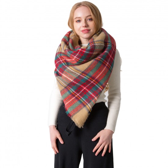 Factory direct sales of European and American autumn and winter faux cashmere large double-sided seven-color checkered square scarves, shawls and women's shawls wholesale Factory direct sales of European and American autumn and winter faux cashmere large double-sided seven-color checkered square scarves, shawls and women's shawls wholesale
