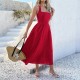 Diyun 2025 Spring/Summer European and American Amazon casual vacation style solid color high-waisted sleeveless halter dress for women