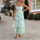 Diyun Cross-border 2025 Spring/Summer European and American style forest-themed small floral contrasting color chiffon halter dress for children