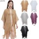 Cross-border hot foreign trade European and American new style cuff gold and silver thread tassel cape for women solid color summer transparent thin shawl Cross-border hot foreign trade European and American new style cuff gold and silver thread tassel cape for women solid color summer transparent thin shawl