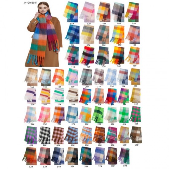 New autumn and winter style of thickened loop yarn shawl, mohair thick beard and seven-color checkered scarf in stock from the manufacturer New autumn and winter style of thickened loop yarn shawl, mohair thick beard and seven-color checkered scarf in stock from the manufacturer