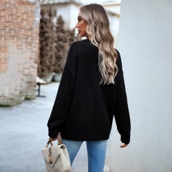 Diyun European and American cross-border Amazon round-neck sweater Women's 2023 Autumn/Winter Export Women's long-sleeved knitted sweater top