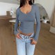 Diyun's European and American cross-border Amazon independent Station 2024 Spring/Summer women's wear, elegant and fitted solid color U-neck long-sleeved top Diyun's European and American cross-border Amazon independent Station 2024 Spring/Summer women's wear, elegant and fitted solid color U-neck long-sleeved top