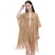 Cross-border hot foreign trade European and American new style cuff gold and silver thread tassel cape for women solid color summer transparent thin shawl Cross-border hot foreign trade European and American new style cuff gold and silver thread tassel cape for women solid color summer transparent thin shawl