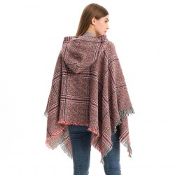 Original manufacturer's in-stock export of new European and American spring, autumn and winter oversized checkered hooded cape shawls