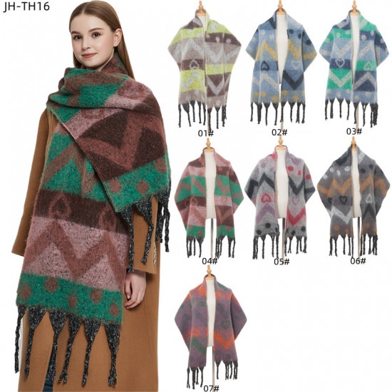 Wholesale of new thickened heart-shaped jacquard scarves and shawls for autumn and winter in Europe and America directly supplied by the factory Wholesale of new thickened heart-shaped jacquard scarves and shawls for autumn and winter in Europe and America directly supplied by the factory