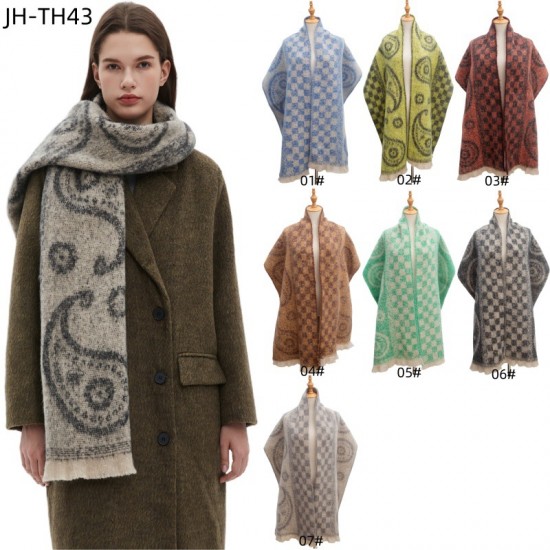Factory direct supply of new men's and women's scarves for cross-border trade, European and American autumn and winter cashew flower jacquard scarves Factory direct supply of new men's and women's scarves for cross-border trade, European and American autumn and winter cashew flower jacquard scarves