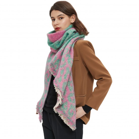 Amazon's hot cross-border new export European and American autumn and winter checkered leopard print diagonal scarf shawl Amazon's hot cross-border new export European and American autumn and winter checkered leopard print diagonal scarf shawl