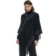 New style of pullover shawl for foreign trade, European and American spring and autumn striped solid color fringed knitted cape shawl in stock wholesale factory