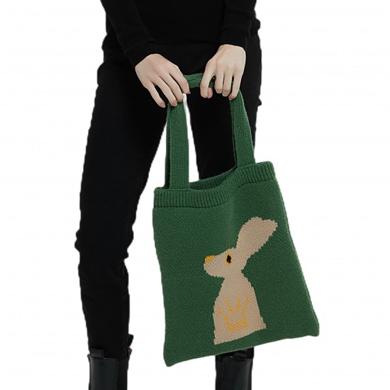 Amazon cross-border knitted bag for foreign trade, rabbit woven, women's single-shoulder bag, handbag, laid-back and casual style bag